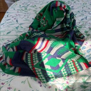 Green Aztec Patterned Scarf